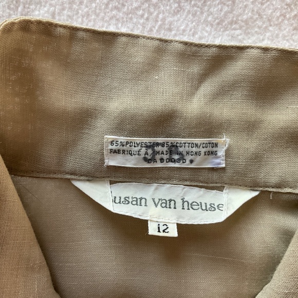 Brown Short sleeved linen Susan Van Heusen blouse - Picture 5 of 9